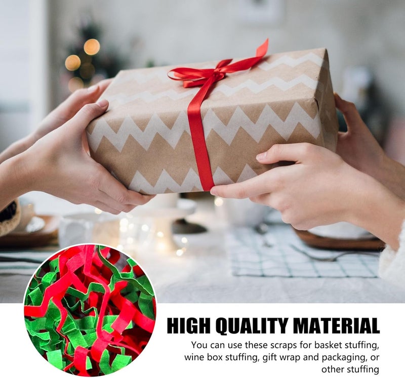 ZEBMOON 1 LB Red Green Crinkle Cut Paper Shred Filler Great for Gift Wrapping, Basket Filling, Birthday, Wedding, Halloween, Thanksgiving, Christmas Day, New Year Party Decorations Filling Supplies - Image 2